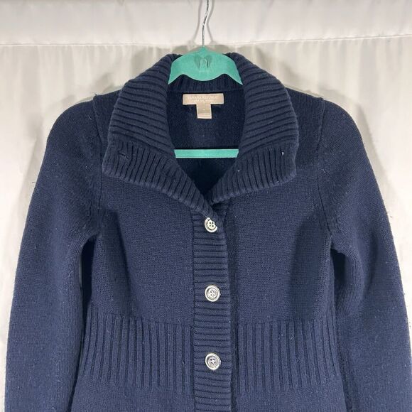 Banana Republic Extra Fine Merino Wool Jacket Women's Small Blue Button Up - Picture 2 of 7